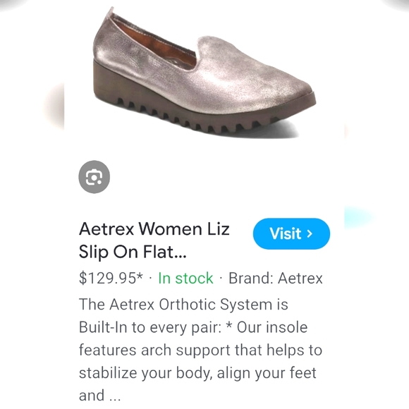 Aetrex Shoes, Size 8.5, Genuine Leather, Loafer Slip-on Silver, Arch Support NEW - Picture 5 of 11